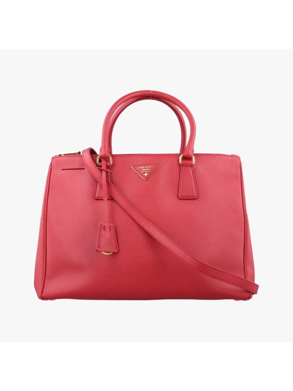 Prada Galleria Red Saffiano Leather Shoulder Bag